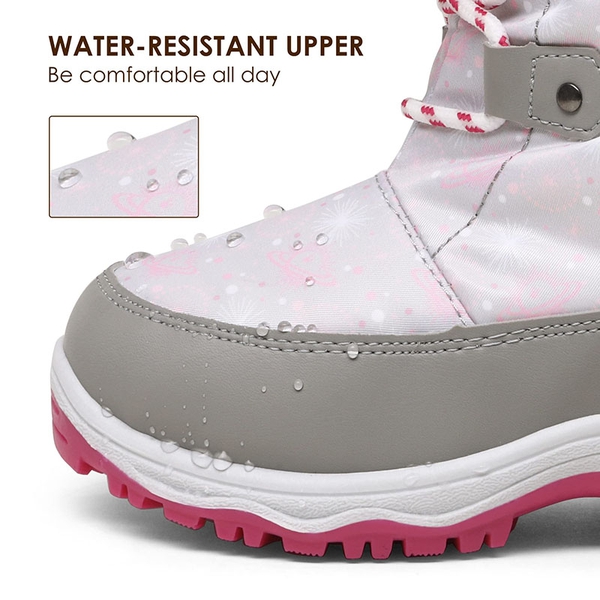 Kids Winter Snow Boots - GREY PINK - 2